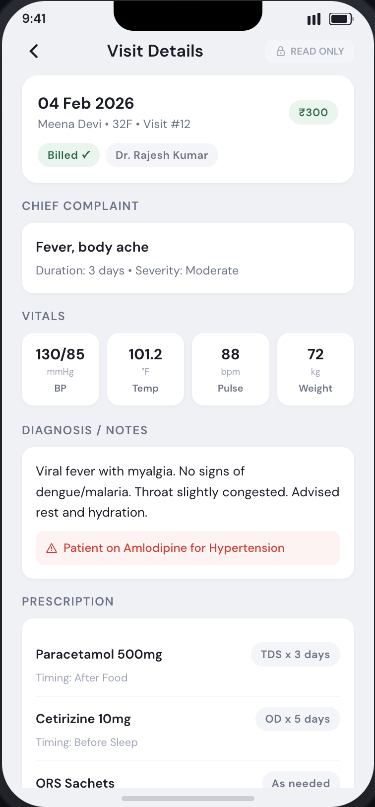 ClinicOS Visit Details