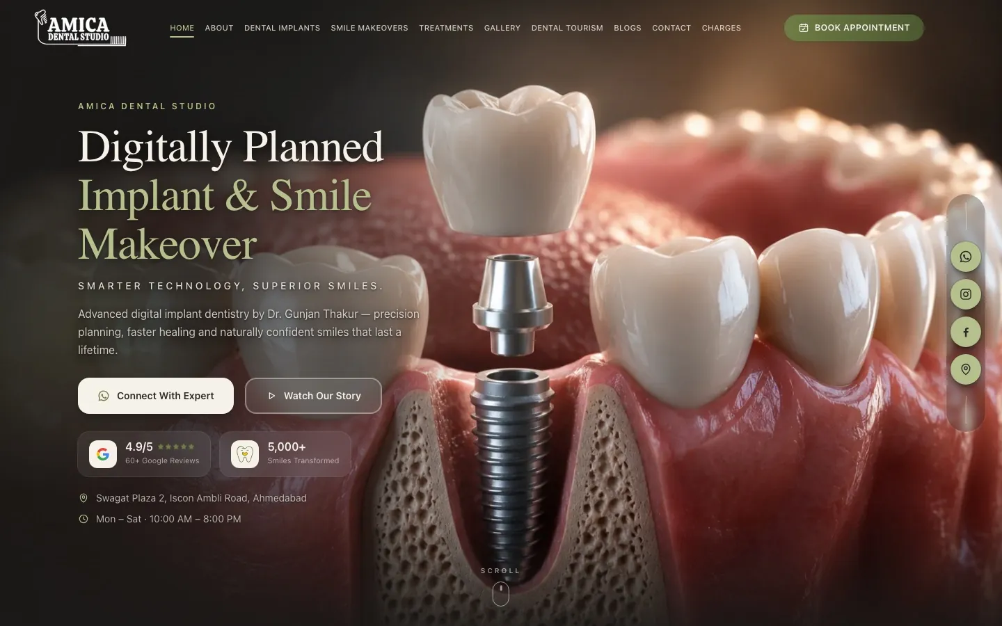 Amica Dental Studio website, home page