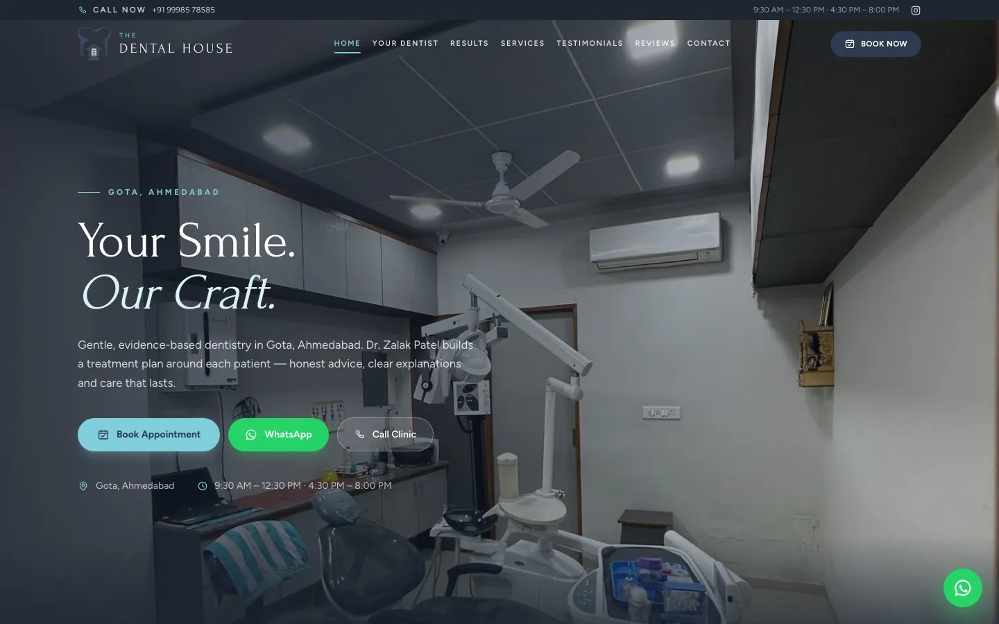 The Dental House website, home page